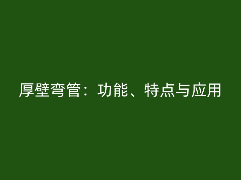 厚壁弯管：功能、特点与应用