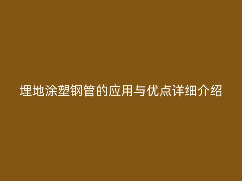 埋地涂塑钢管的应用与优点详细介绍