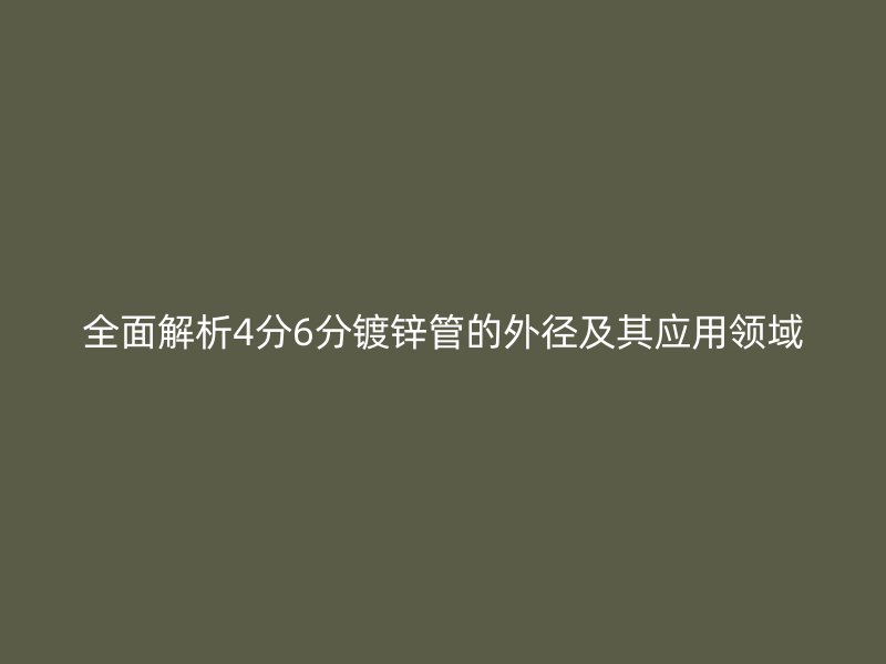 全面解析4分6分镀锌管的外径及其应用领域