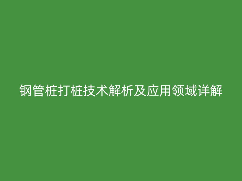 钢管桩打桩技术解析及应用领域详解