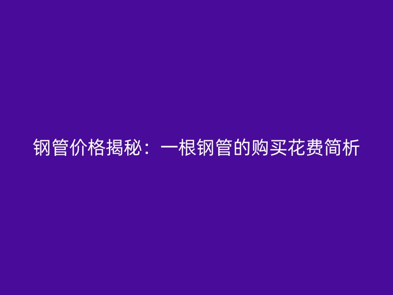 钢管价格揭秘：一根钢管的购买花费简析