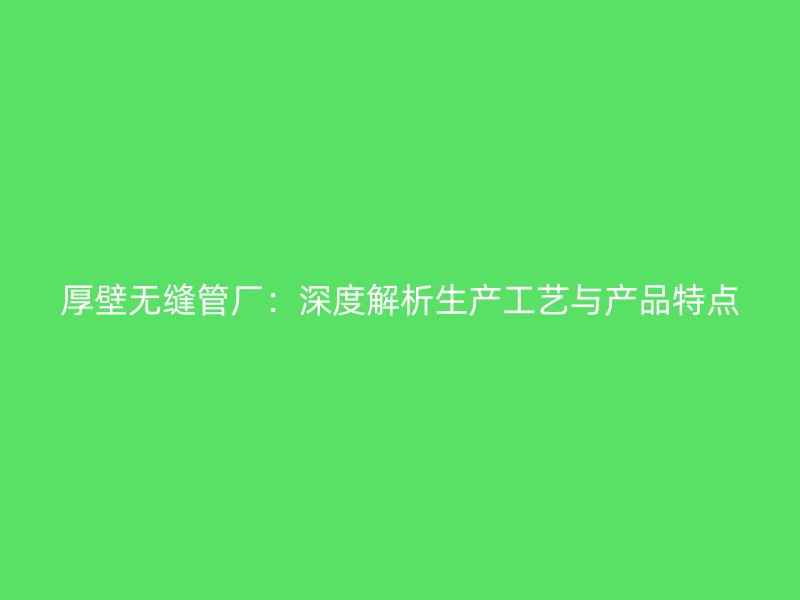 厚壁无缝管厂：深度解析生产工艺与产品特点