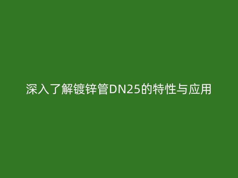 深入了解镀锌管DN25的特性与应用