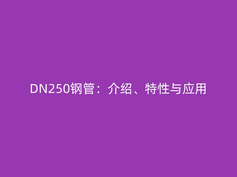 DN250钢管：介绍、特性与应用