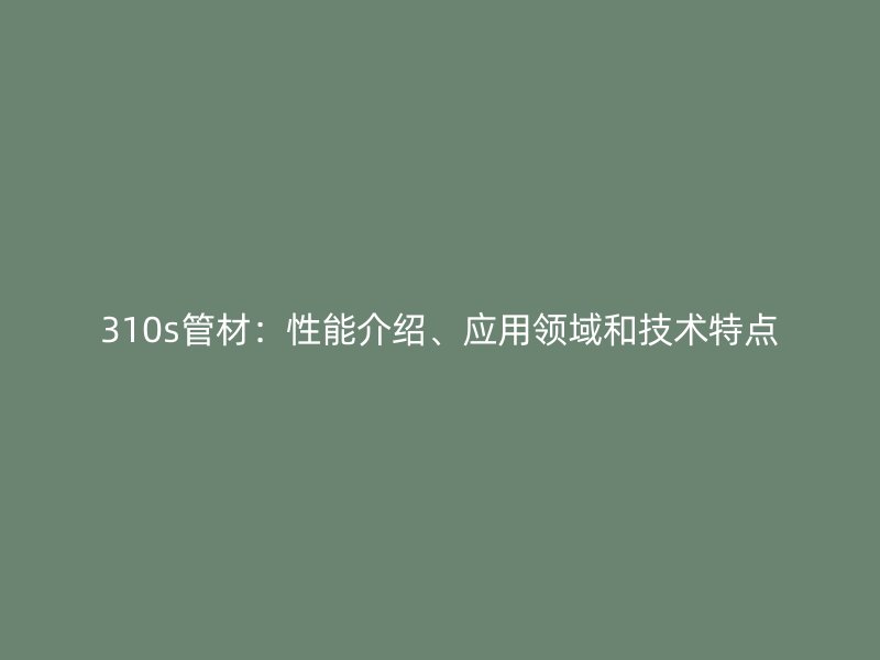 310s管材：性能介绍、应用领域和技术特点