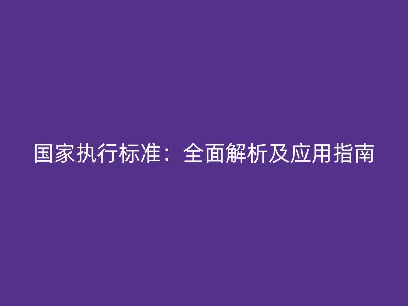 国家执行标准：全面解析及应用指南