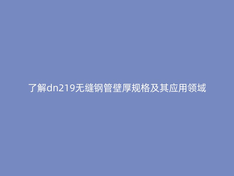 了解dn219无缝钢管壁厚规格及其应用领域
