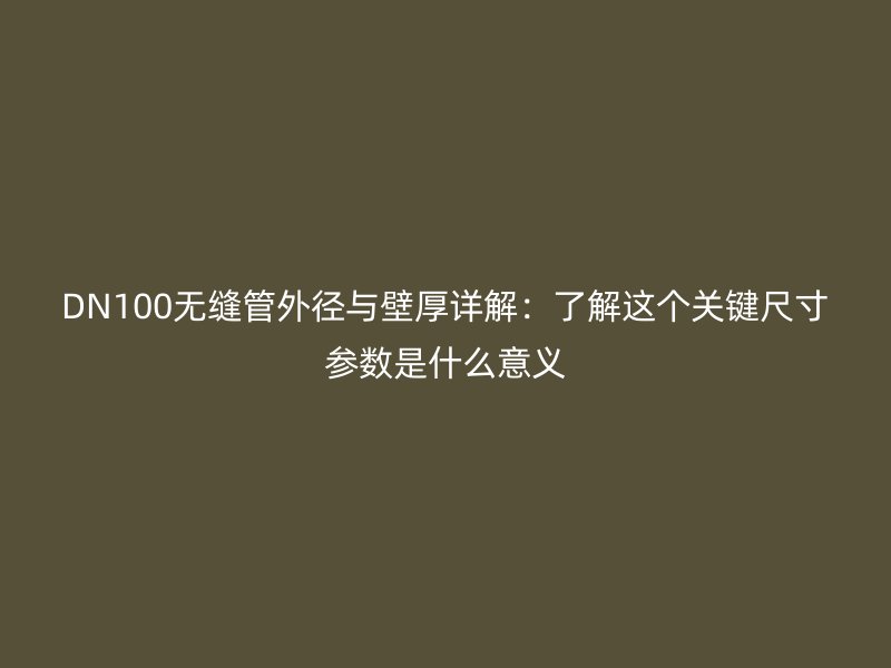 DN100无缝管外径与壁厚详解：了解这个关键尺寸参数是什么意义