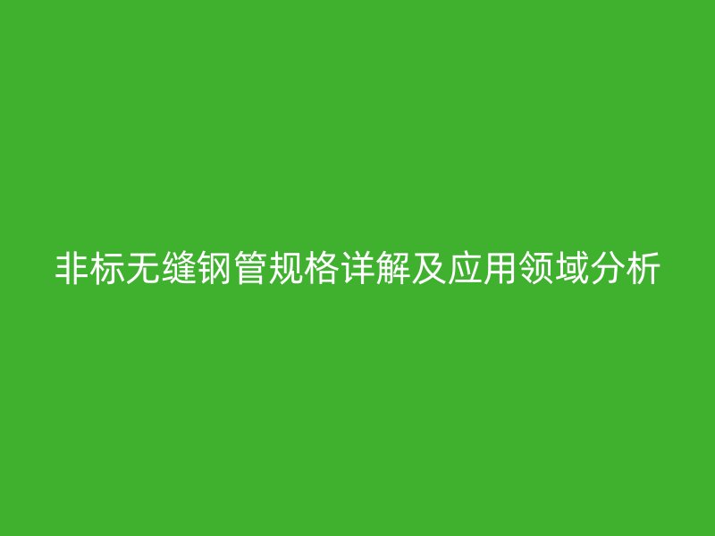 非标无缝钢管规格详解及应用领域分析