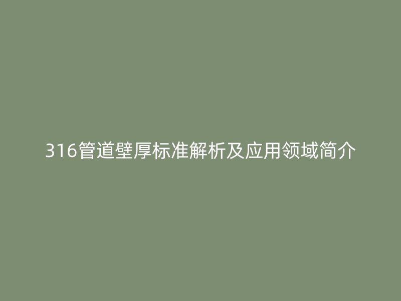 316管道壁厚标准解析及应用领域简介