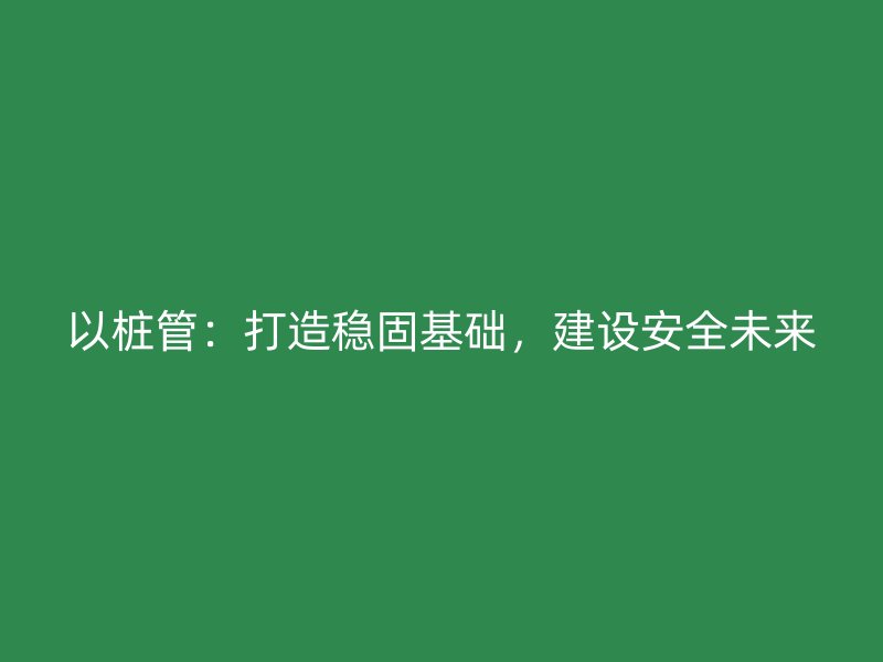 以桩管：打造稳固基础，建设安全未来
