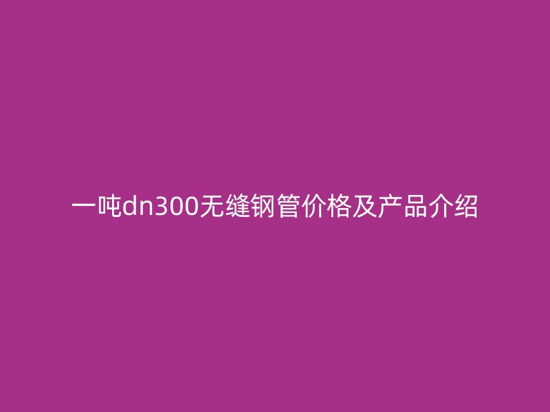 一吨dn300无缝钢管价格及产品介绍