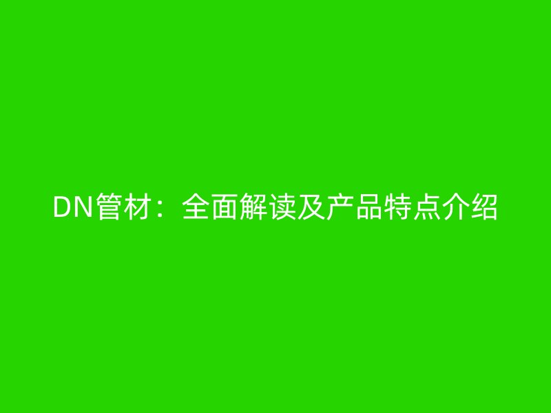 DN管材：全面解读及产品特点介绍