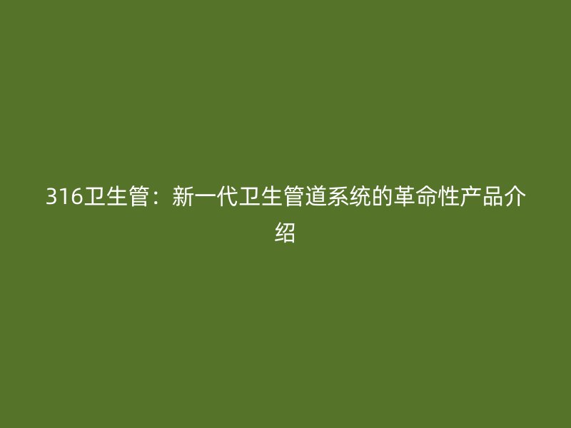 316卫生管：新一代卫生管道系统的革命性产品介绍