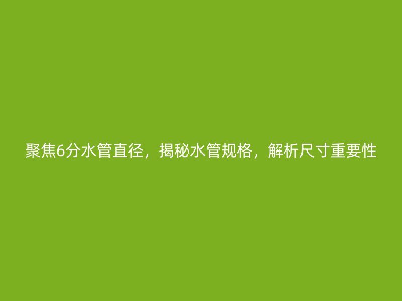 聚焦6分水管直径，揭秘水管规格，解析尺寸重要性