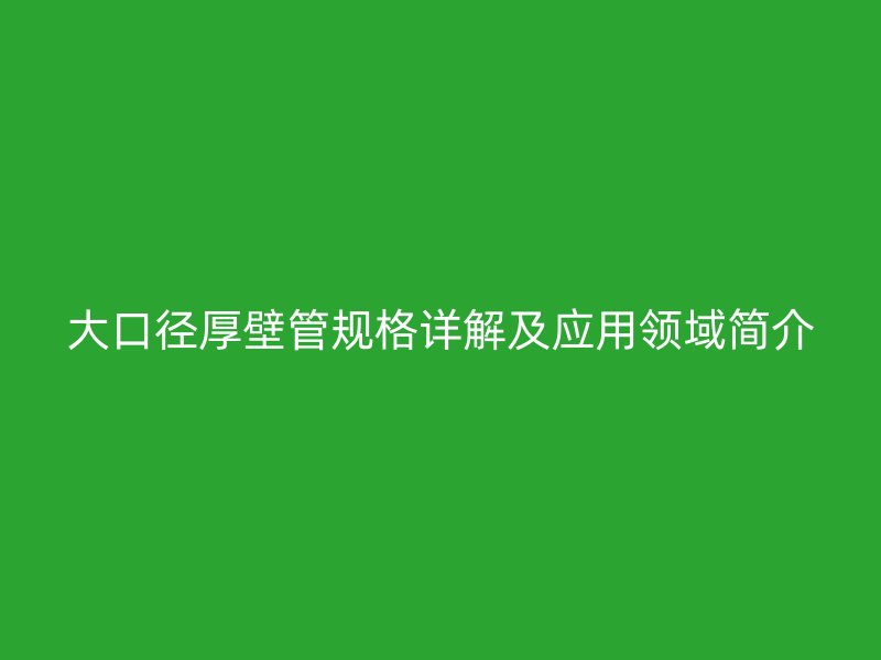 大口径厚壁管规格详解及应用领域简介