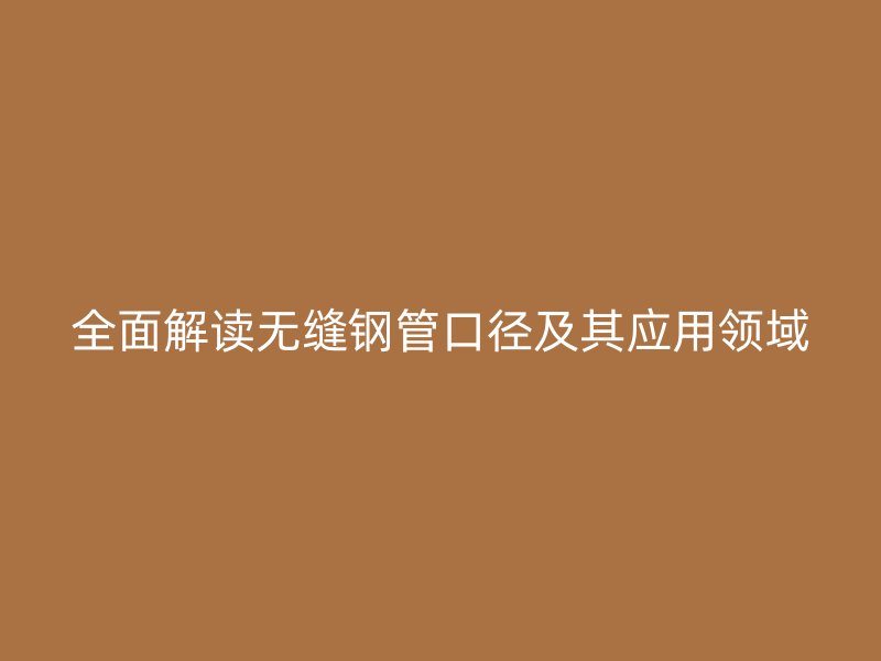 全面解读无缝钢管口径及其应用领域