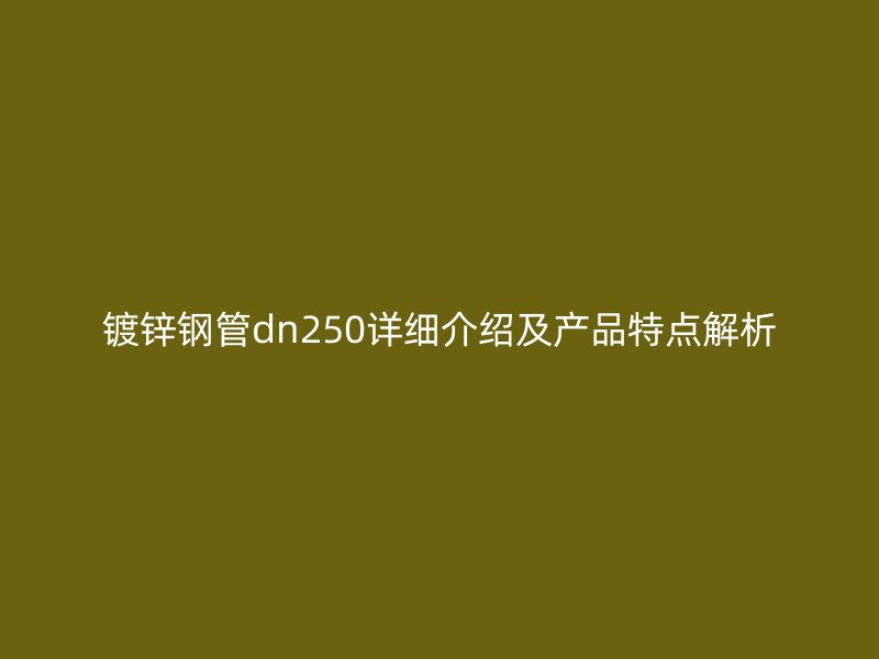 镀锌钢管dn250详细介绍及产品特点解析