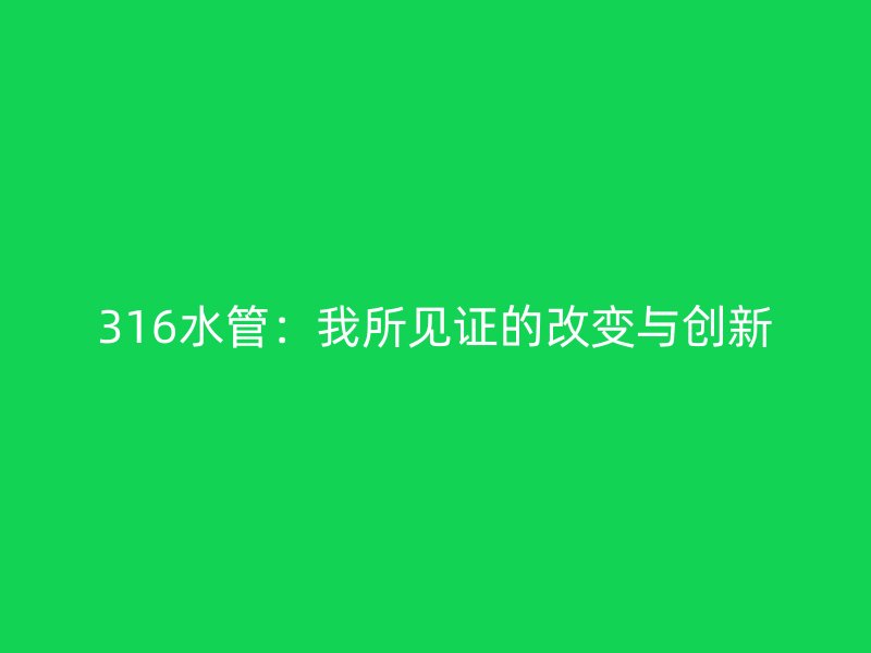 316水管:我所见证的改变与创新