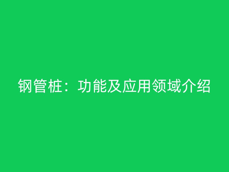 钢管桩:功能及应用领域介绍