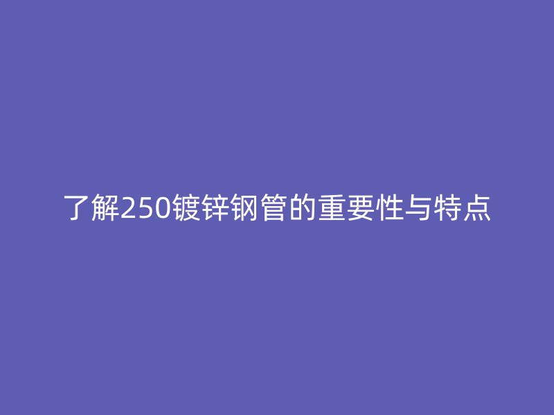 了解250镀锌钢管的重要性与特点