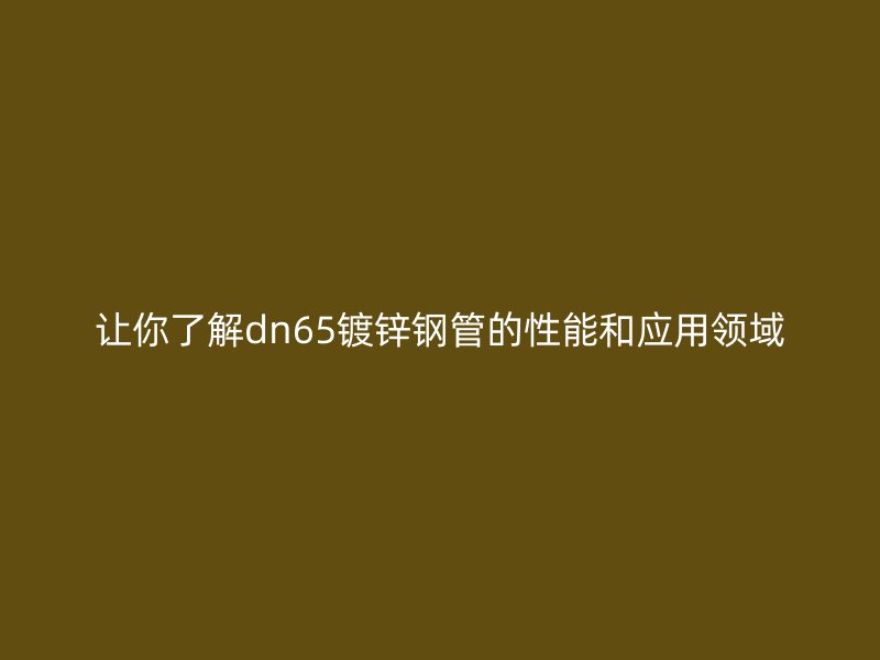 让你了解dn65镀锌钢管的性能和应用领域