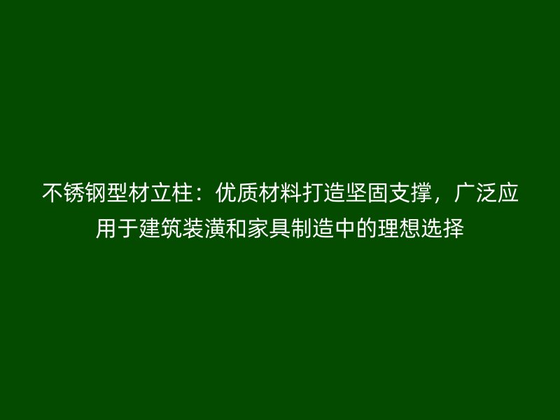 不锈钢型材立柱：优质材料打造坚固支撑，广泛应用于建筑装潢和家具制造中的理想选择