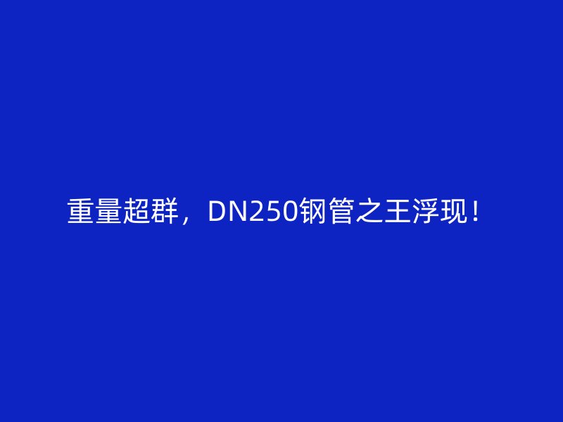 重量超群，DN250钢管之王浮现！
