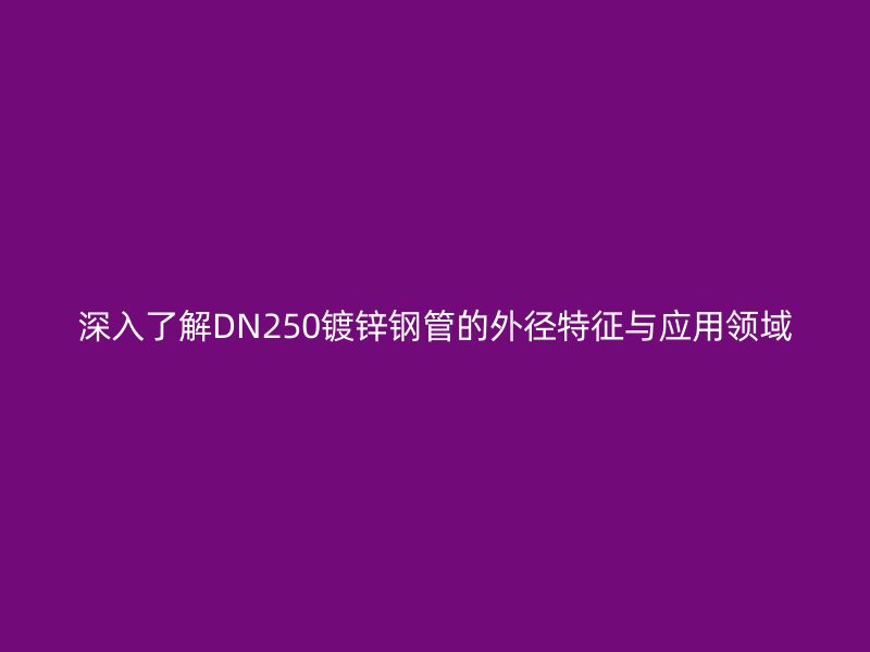 深入了解DN250镀锌钢管的外径特征与应用领域