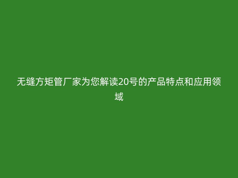 无缝方矩管厂家为您解读20号的产品特点和应用领域