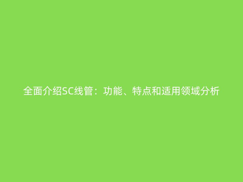 全面介绍SC线管:功能、特点和适用领域分析