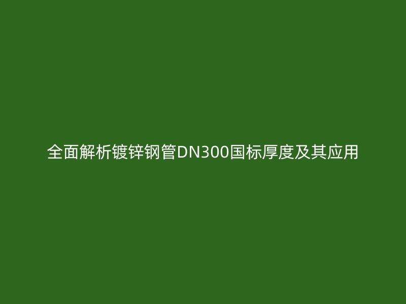 全面解析镀锌钢管DN300国标厚度及其应用