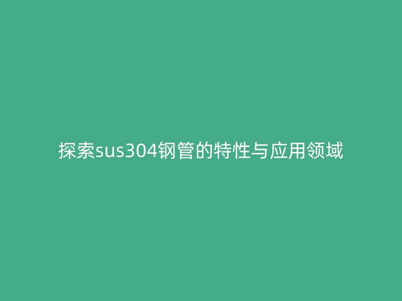 探索sus304钢管的特性与应用领域