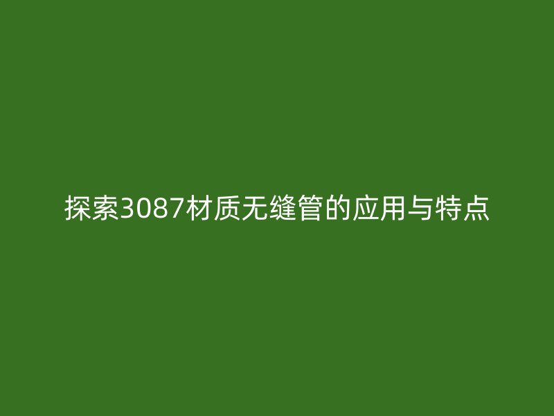 探索3087材质无缝管的应用与特点