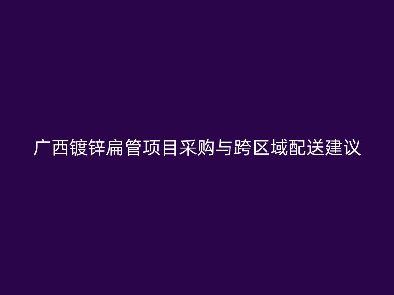 广西镀锌扁管项目采购与跨区域配送建议