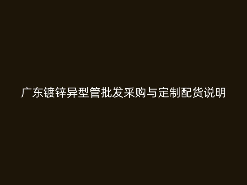 广东镀锌异型管批发采购与定制配货说明