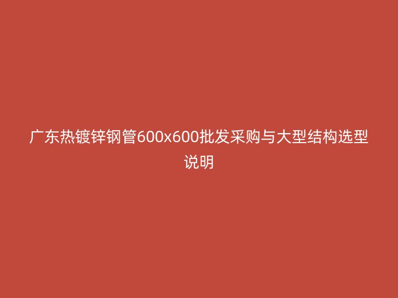 广东热镀锌钢管600x600批发采购与大型结构选型说明
