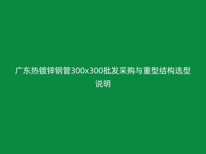 广东热镀锌钢管300x300批发采购与重型结构选型说明