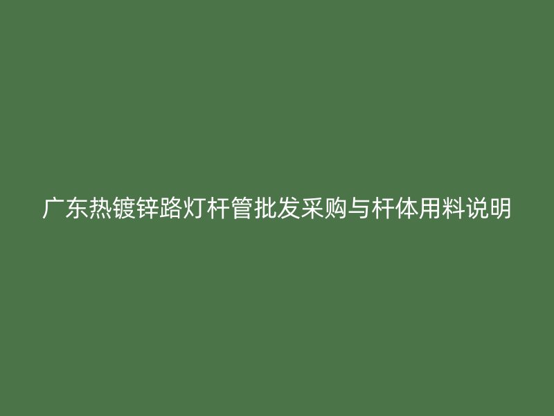 广东热镀锌路灯杆管批发采购与杆体用料说明