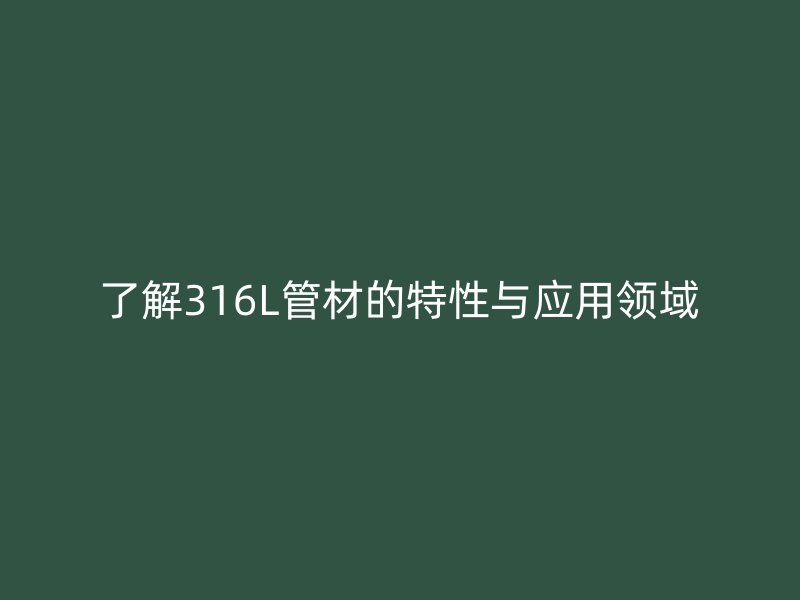 了解316L管材的特性与应用领域