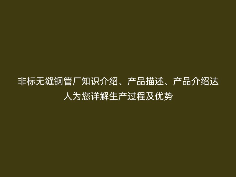 非标无缝钢管厂知识介绍、产品描述、产品介绍达人为您详解生产过程及优势