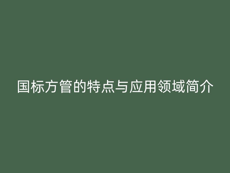 国标方管的特点与应用领域简介