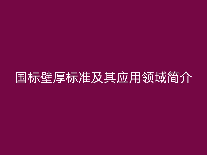 国标壁厚标准及其应用领域简介