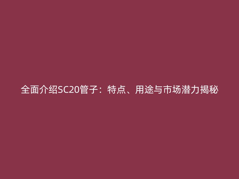 全面介绍SC20管子:特点、用途与市场潜力揭秘