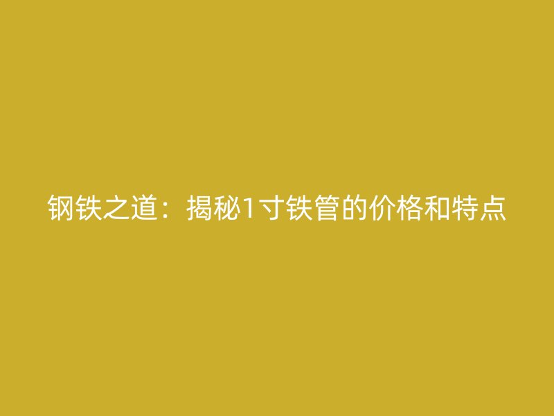 钢铁之道：揭秘1寸铁管的价格和特点