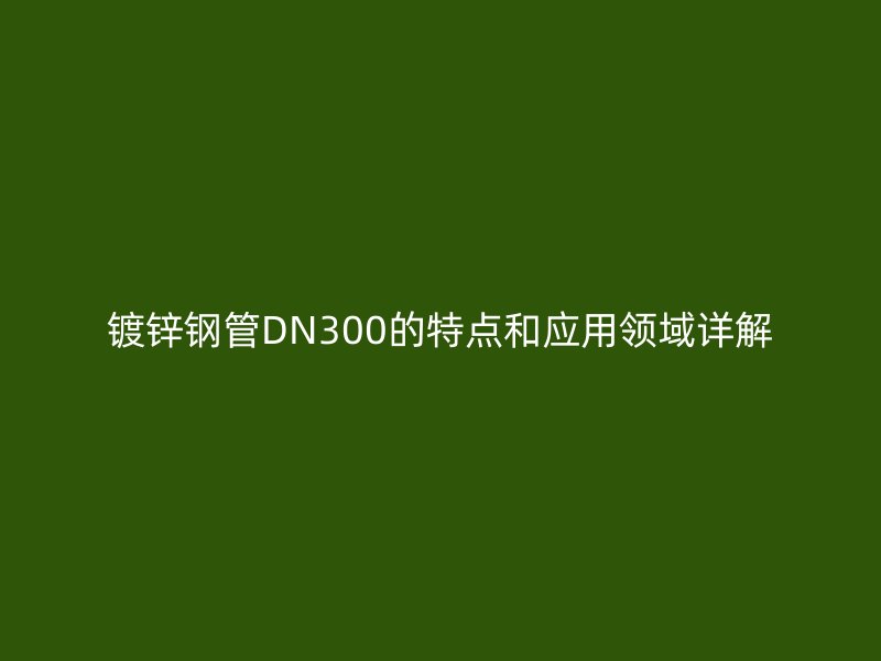镀锌钢管DN300的特点和应用领域详解