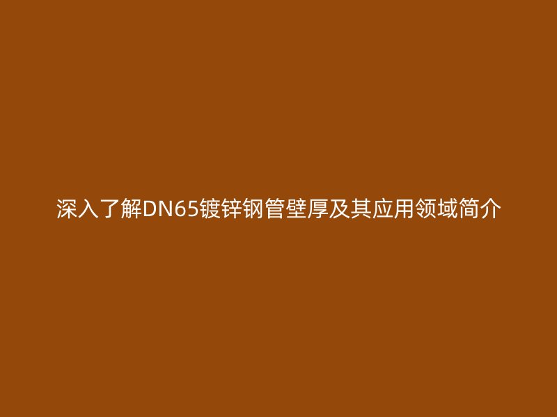 深入了解DN65镀锌钢管壁厚及其应用领域简介