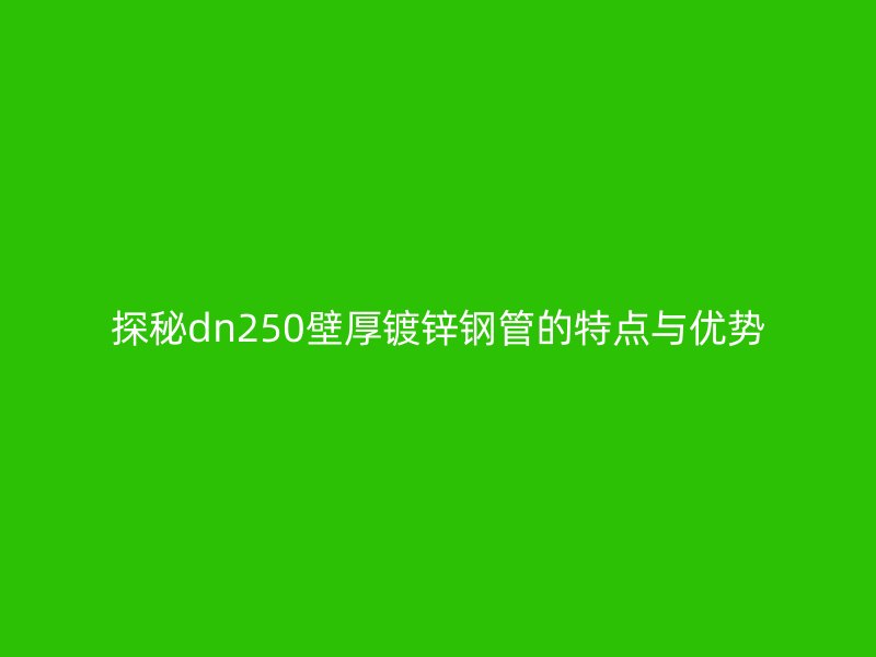 探秘dn250壁厚镀锌钢管的特点与优势