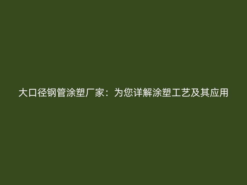大口径钢管涂塑厂家:为您详解涂塑工艺及其应用