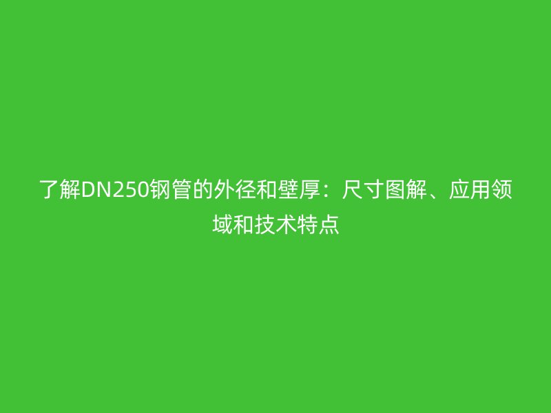 了解DN250钢管的外径和壁厚:尺寸图解、应用领域和技术特点